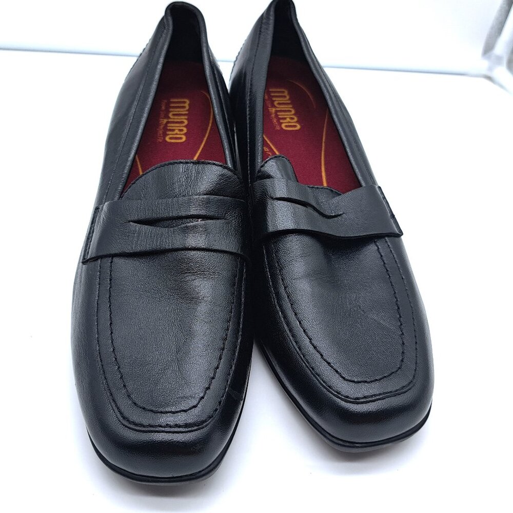 MUNRO America Black Stretch Upper Block Heels Slip On Shoes Size US9 Wide